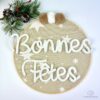 Couronne en tricotin "Bonnes Fêtes" avec tissu motif étoiles